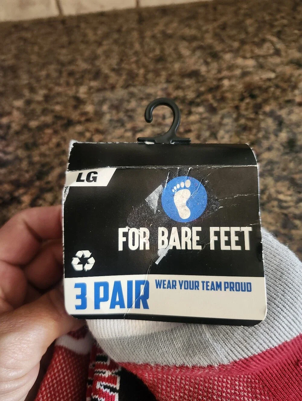 For Bare Feet Oklahoma 3-Pack Low-Cut Socks in Red, Black, White Large